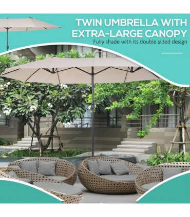 4.6m Double-Sided Patio Parasol Sun Umbrella-Cream White — Colour: Beige