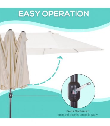 4.6m Double-Sided Patio Parasol Sun Umbrella-Cream White — Colour: Beige
