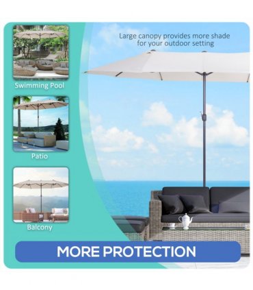 4.6m Double-Sided Patio Parasol Sun Umbrella-Cream White — Colour: Beige