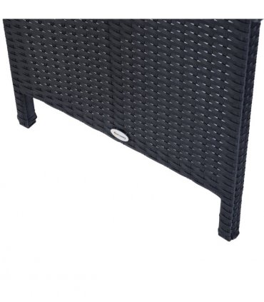 6PC Garden Rattan Corner Dining Sofa 7-seater Wicker Table Foot Stool - Black — Colour: Black, cream white