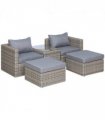 5 Pcs PE Rattan Armchair Outdoor Garden Seating Comfort Balcony Home Grey