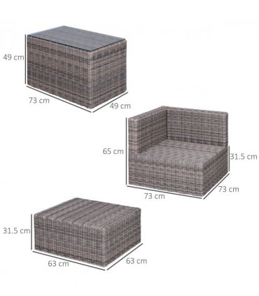 5 Pcs PE Rattan Armchair Outdoor Garden Seating Comfort Balcony Home Grey