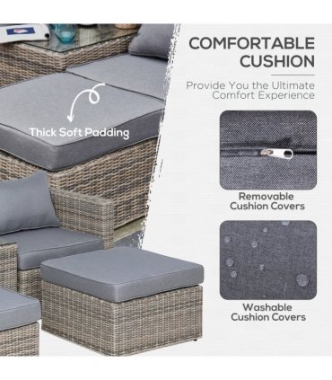 5 Pcs PE Rattan Armchair Outdoor Garden Seating Comfort Balcony Home Grey