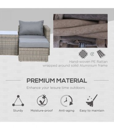 5 Pcs PE Rattan Armchair Outdoor Garden Seating Comfort Balcony Home Grey