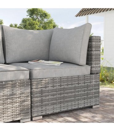 Rattan Corner Sofa Garden Rattan Furniture Single Sofa Chair Light Grey