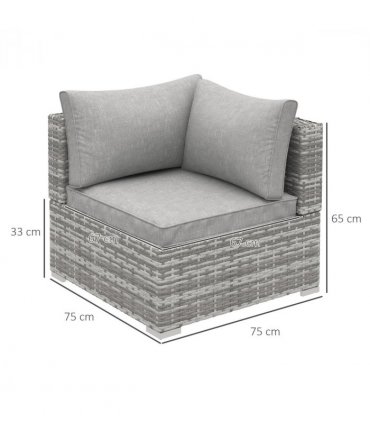 Rattan Corner Sofa Garden Rattan Furniture Single Sofa Chair Light Grey