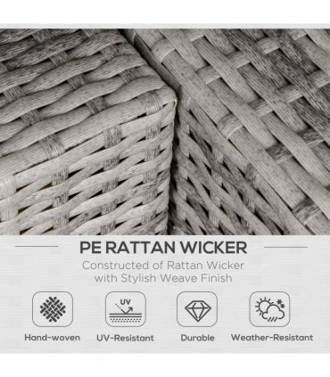 Rattan Corner Sofa Garden Rattan Furniture Single Sofa Chair Light Grey