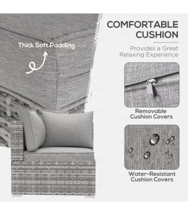 Rattan Corner Sofa Garden Rattan Furniture Single Sofa Chair Light Grey