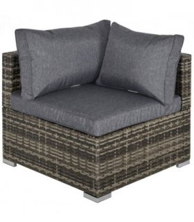 Rattan Corner Sofa Garden Rattan Furniture Single Sofa Chair Dark Grey — Colour: Deep Grey