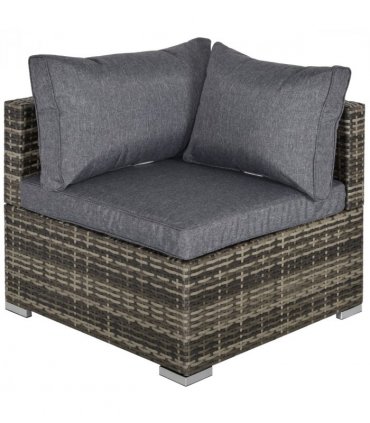 Rattan Corner Sofa Garden Rattan Furniture Single Sofa Chair Dark Grey — Colour: Deep Grey