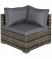 Rattan Corner Sofa Garden Rattan Furniture Single Sofa Chair Dark Grey — Colour: Deep Grey