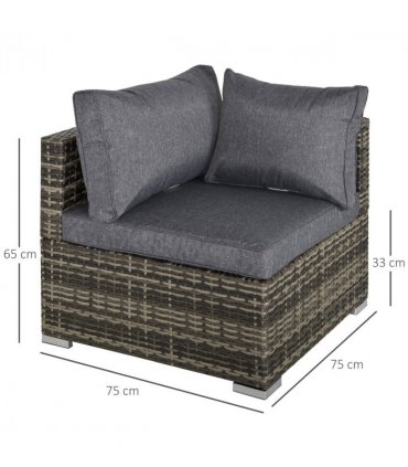Rattan Corner Sofa Garden Rattan Furniture Single Sofa Chair Dark Grey — Colour: Deep Grey