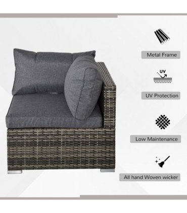 Rattan Corner Sofa Garden Rattan Furniture Single Sofa Chair Dark Grey — Colour: Deep Grey