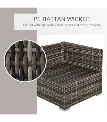 Rattan Corner Sofa Garden Rattan Furniture Single Sofa Chair Dark Grey — Colour: Deep Grey