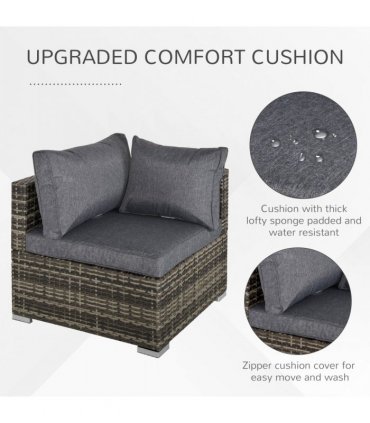Rattan Corner Sofa Garden Rattan Furniture Single Sofa Chair Dark Grey — Colour: Deep Grey