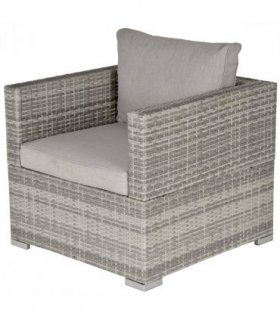 Single Wicker Furniture Sofa Chair w/ Padded Cushion for Garden Balcony — Colour: Grey
