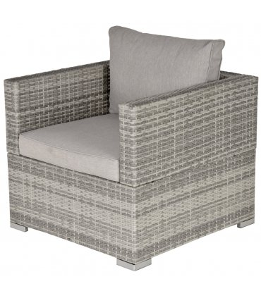 Single Wicker Furniture Sofa Chair w/ Padded Cushion for Garden Balcony — Colour: Grey