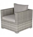 Single Wicker Furniture Sofa Chair w/ Padded Cushion for Garden Balcony — Colour: Grey