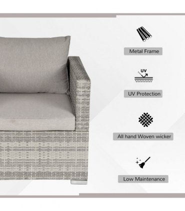 Single Wicker Furniture Sofa Chair w/ Padded Cushion for Garden Balcony — Colour: Grey