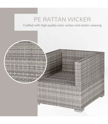 Single Wicker Furniture Sofa Chair w/ Padded Cushion for Garden Balcony — Colour: Grey