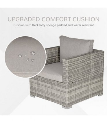 Single Wicker Furniture Sofa Chair w/ Padded Cushion for Garden Balcony — Colour: Grey