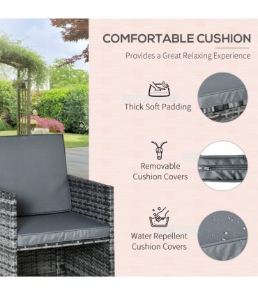 9PC Rattan Garden Furniture Set 8 Wicker Dining Chairs Footrest Table - Grey