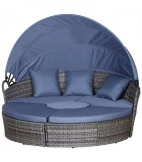 6-Seater Outdoor Garden Rattan Sun Bed Furniture Set Grey