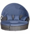 6-Seater Outdoor Garden Rattan Sun Bed Furniture Set Grey