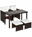 5 P? Rattan Set-Brown/Creamy White