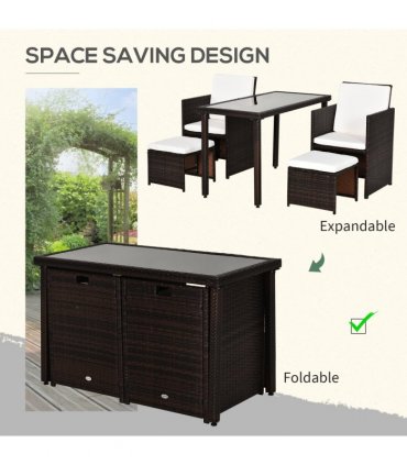 5 P? Rattan Set-Brown/Creamy White