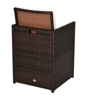 5 P? Rattan Set-Brown/Creamy White