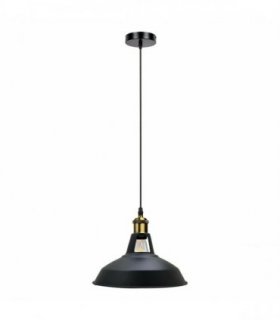 Modern Vintage Industrial Retro Metal Lamp Shade Loft Pendant Ceiling Light — Colour: Black, Size: With Bulb