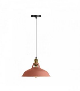 Modern Vintage Industrial Retro Metal Lamp Shade Loft Pendant Ceiling Light — Colour: Pink, Size: With Bulb