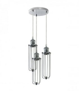 3 Way Cluster Hanging Ceiling Pendant Light E27 Chrome Light Fitting Lamp Kit — Size: Without Bulb