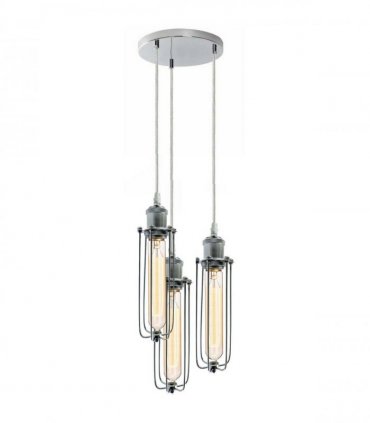 3 Way Cluster Hanging Ceiling Pendant Light E27 Chrome Light Fitting Lamp Kit — Size: With Bulb