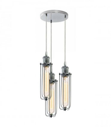3 Way Cluster Hanging Ceiling Pendant Light E27 Chrome Light Fitting Lamp Kit — Size: With Bulb