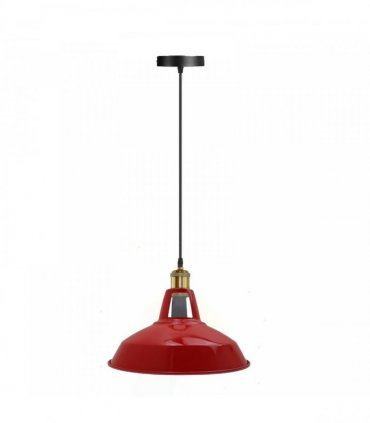 Modern Vintage Industrial Retro Metal Lamp Shade Loft Pendant Ceiling Light — Colour: Red, Size: With Bulb