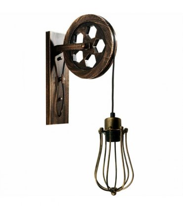 Retro Industrial Pulley Wheel Cage Wall Light E27~1212 — Colour: Black — V069662418