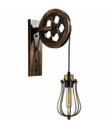 Retro Industrial Pulley Wheel Cage Wall Light E27~1212 — Colour: Black — V069662418