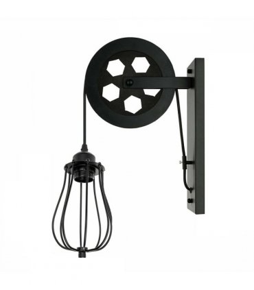 Retro Industrial Pulley Wheel Cage Wall Light E27~1212 — Colour: Black — V069662418