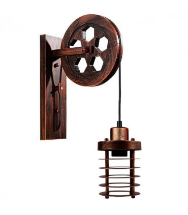 Vintage Industrial Adjustable Pulley Wheel Wall Mounted Light ~1222 — Colour: Black, Size: 33 x 2.5 cm (L*W)