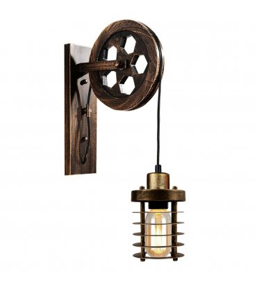 Vintage Industrial Adjustable Pulley Wheel Wall Mounted Light ~1222 — Colour: Black, Size: 33 x 2.5 cm (L*W)