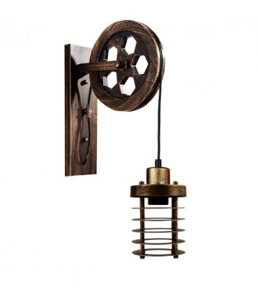 Vintage Industrial Adjustable Pulley Wheel Wall Mounted Light ~1222 — Colour: Black, Size: 33 x 2.5 cm (L*W)