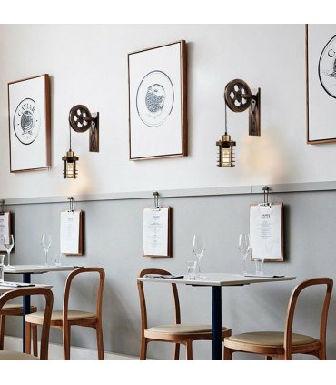 Vintage Industrial Adjustable Pulley Wheel Wall Mounted Light ~1222 — Colour: Black, Size: 33 x 2.5 cm (L*W)