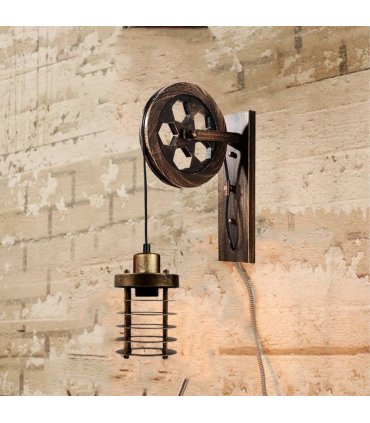 Vintage Industrial Adjustable Pulley Wheel Wall Mounted Light ~1222 — Colour: Black, Size: 33 x 2.5 cm (L*W)