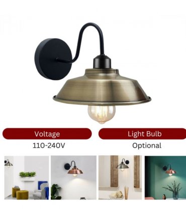 Rustic Industrial Adjustable Gooseneck Indoor Wall Sconce Light ~1186 — Colour: French Gold