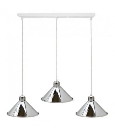 Modern Industrial Chrome 3 Way Ceiling Pendant Light Metal Cone Shape Shade Indoor Hanging Lighting
