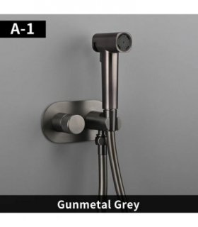 KJ701 Chrome Bidet Shower Head Valve - Stylish Bathroom Accessory — Colour: Round Handle Grey