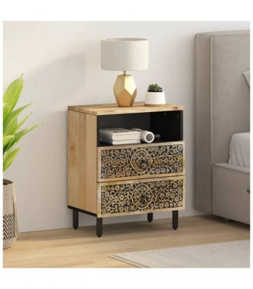 vidaXL Bedside Cabinet 50x33x60 cm Solid Wood Mango