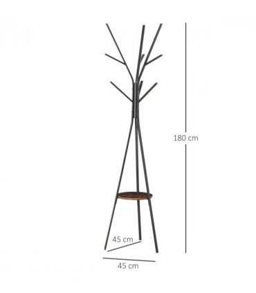 Coat Rack Metal Brown 180cm Free Standing Coat Rack Shelf Holder Hat Hanger